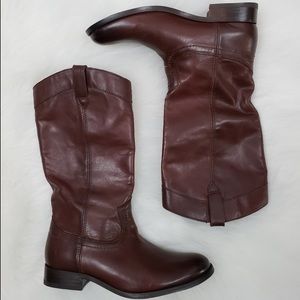 Frye Melissa pull on cowboy boot brown 7